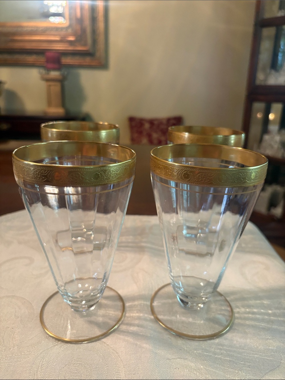 Vintage rambler Rose Gold-Rimmed Tiffin Franciscan glass tumblers 5.5”